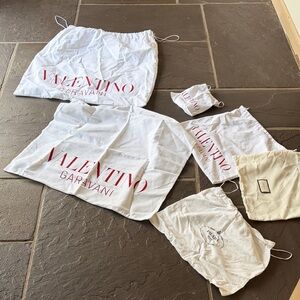Valentino White Dust Bag Set with Red Logo DUST BAGS ONLY